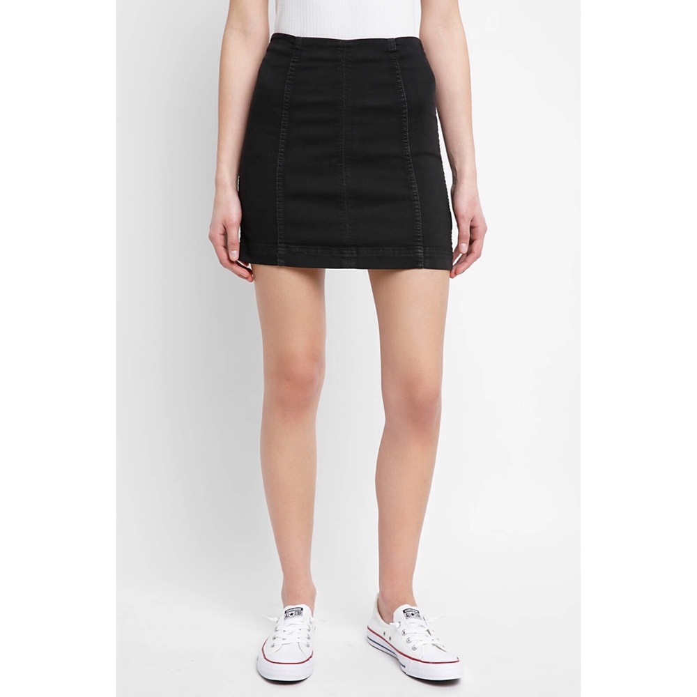 Free People Modern Femme Black Denim Skirt